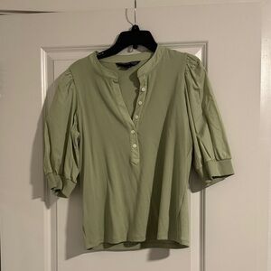 Veronica Beard Light Green Button-Up Blouse